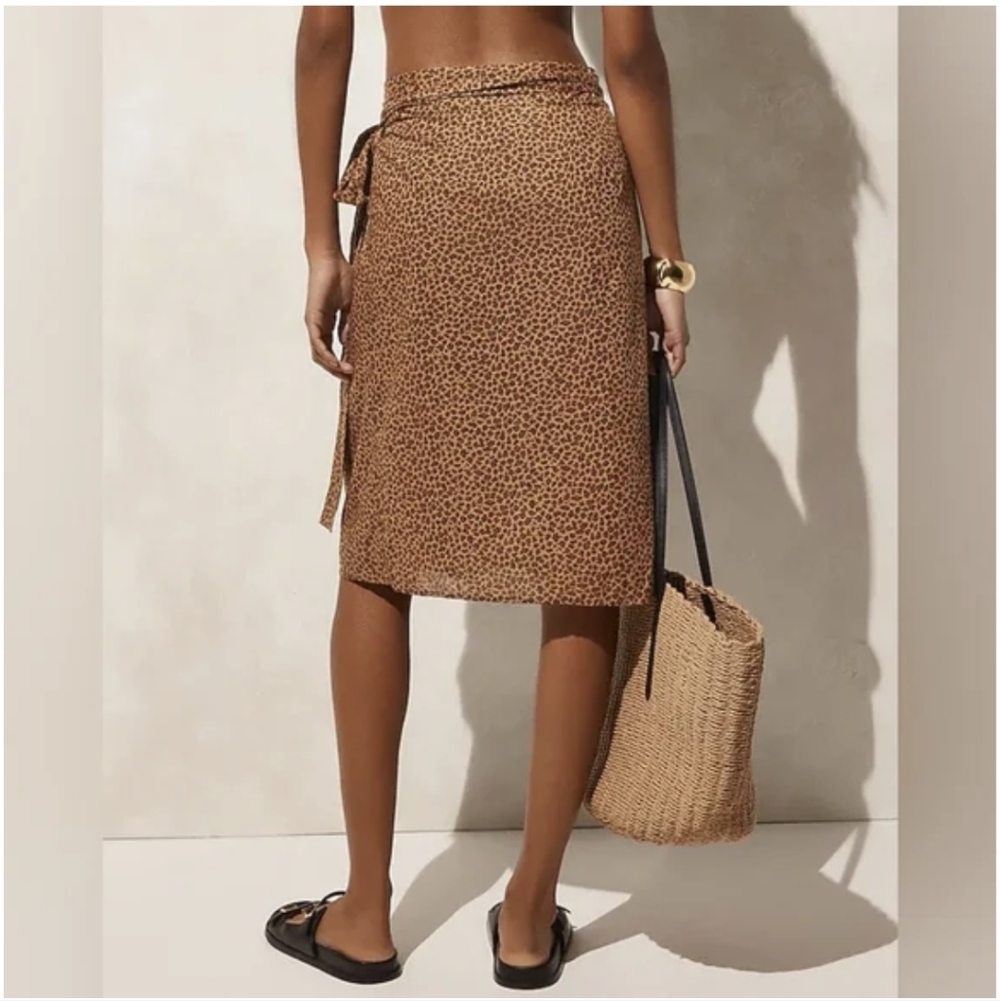 J.Crew Organic Cotton Voile side-tie sarong in leopard print XXS 24" BNWT 1 Left